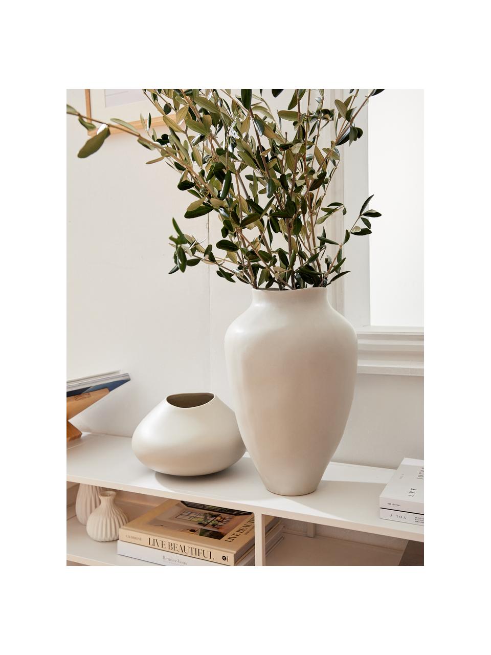 Ručně vyrobená váza z kameniny Latona, Kamenina, Bílá, Ø 26 cm, V 19 cm