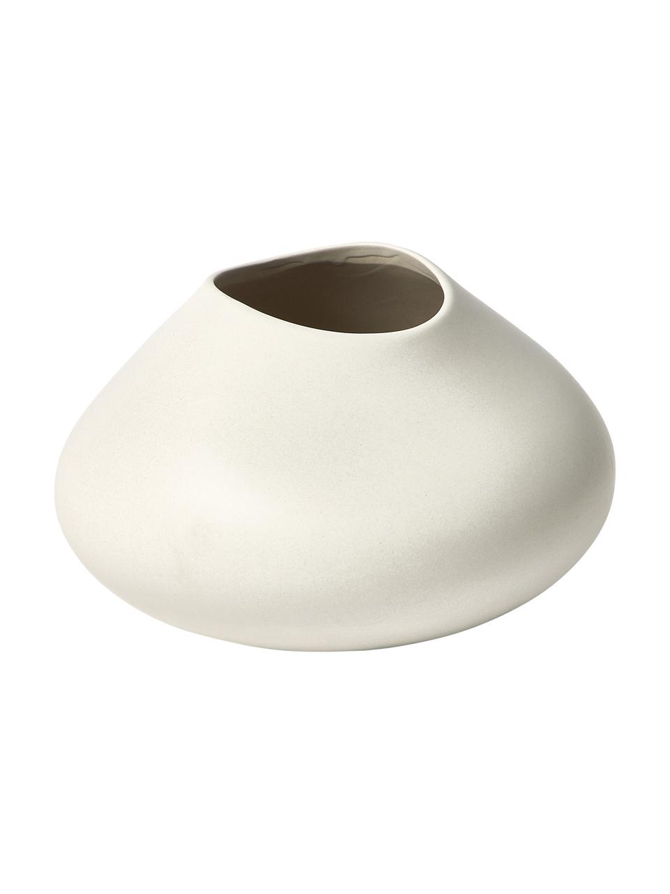 Vase artisanal Latona, Grès cérame, Blanc crème, Ø 26 x haut. 19 cm
