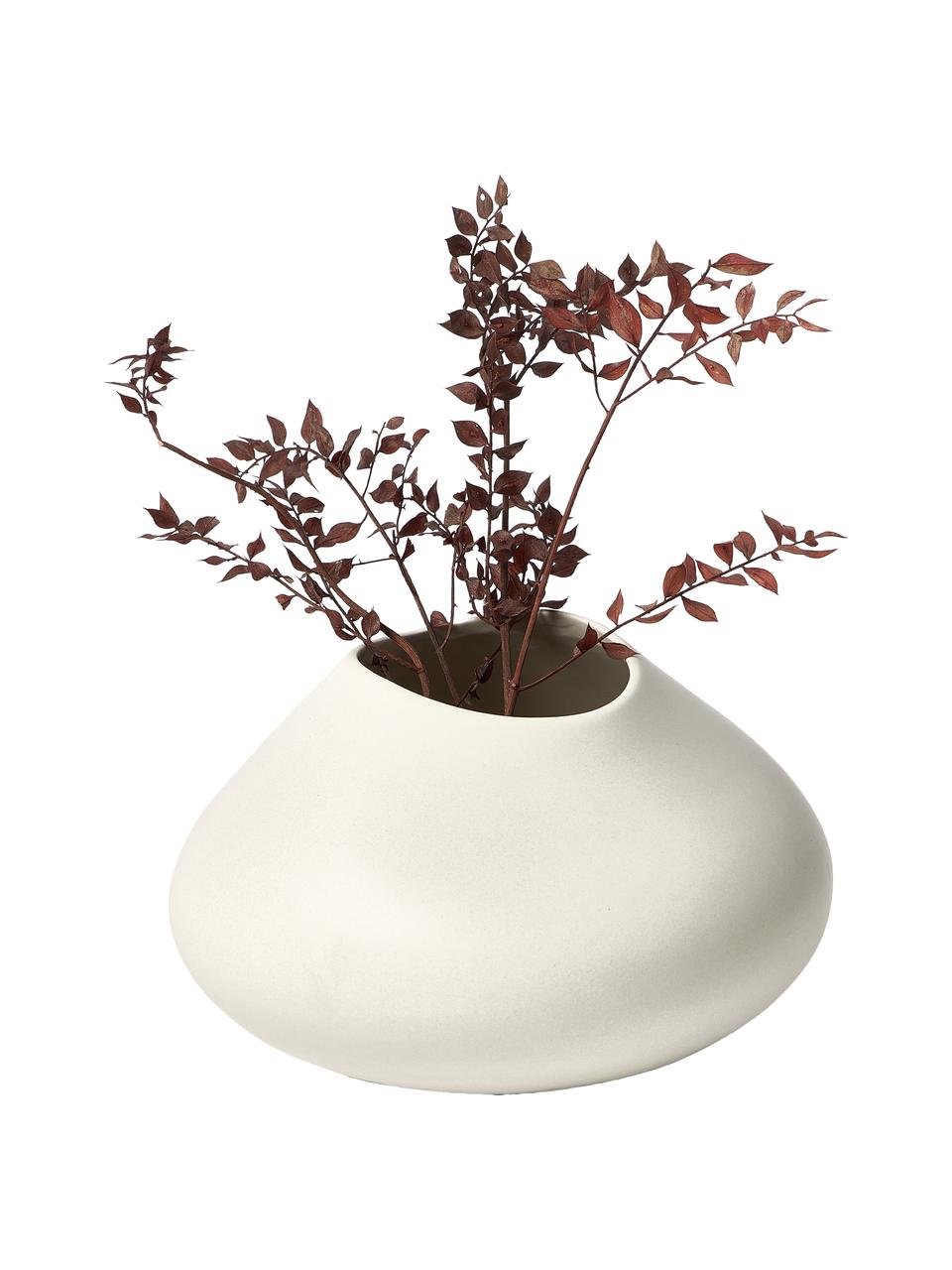 Ručně vyrobená váza Latona, Kamenina, Krémová, Ø 26 cm, V 19 cm