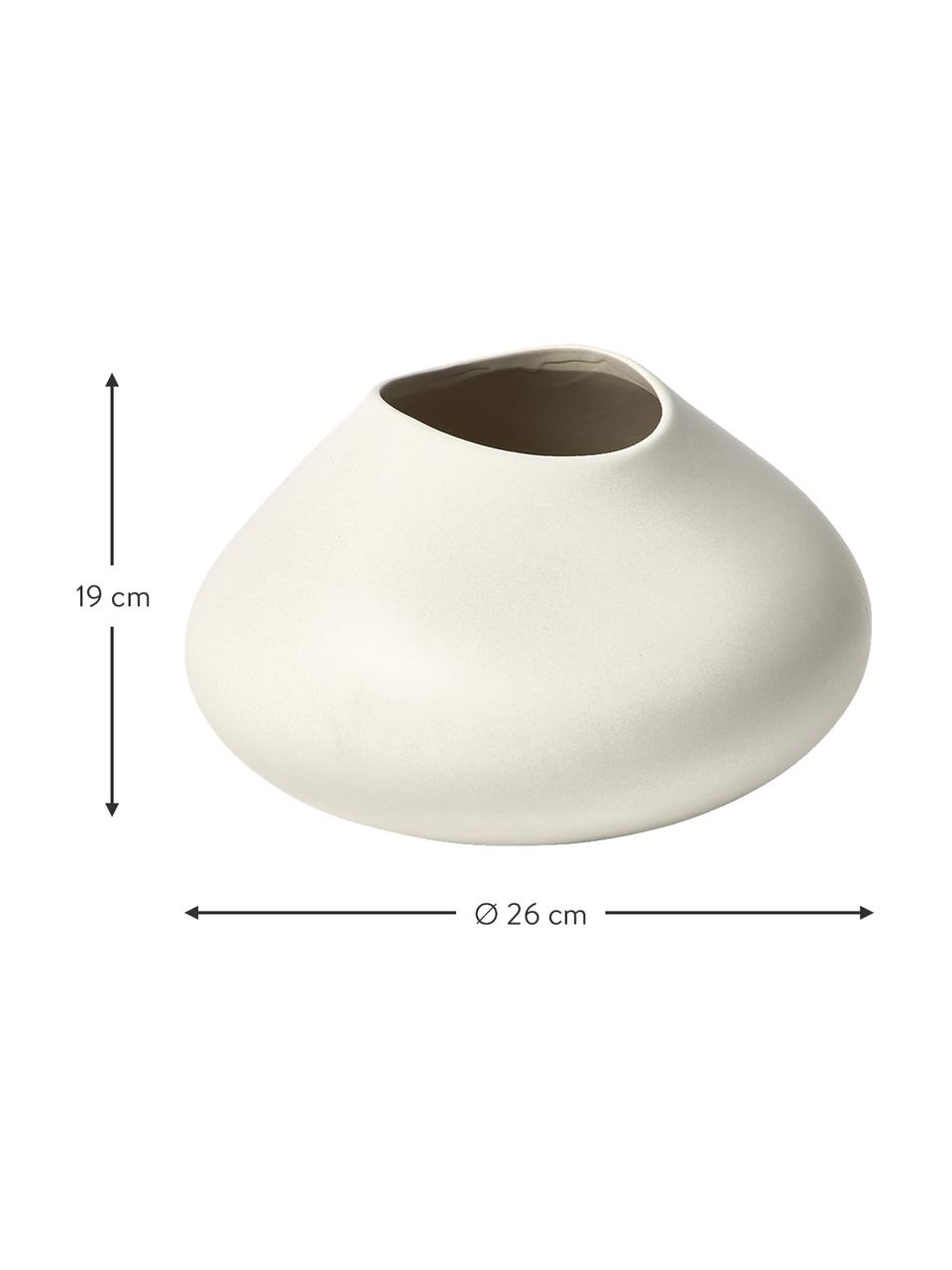 Vaso fatto a mano Latona, Gres, Bianco crema opaco, Ø 26 x Alt. 19 cm