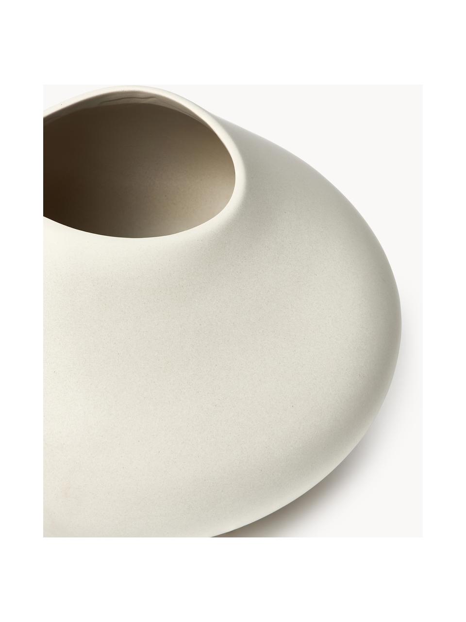 Vase artisanal Latona, haut. 19 cm, Grès cérame, Blanc crème, Ø 26 x haut. 19 cm