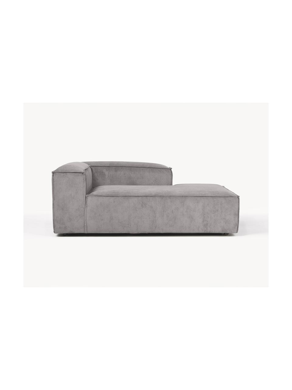 Diván modular de pana Lennon, Tapizado: pana (92% poliéster, 8% p, Estructura: madera de pino maciza, ma, Patas: plástico, Pana gris claro, An 119 x F 180 cm, chaise longue derecha