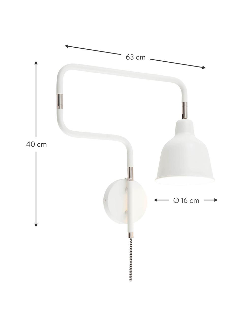 Große Verstellbare Wandleuchte Multi mit Stecker, Lampenschirm: Metall, lackiert, Gestell: Metall, lackiert, Dekor: Metall, Weiß, 63 x 40 cm