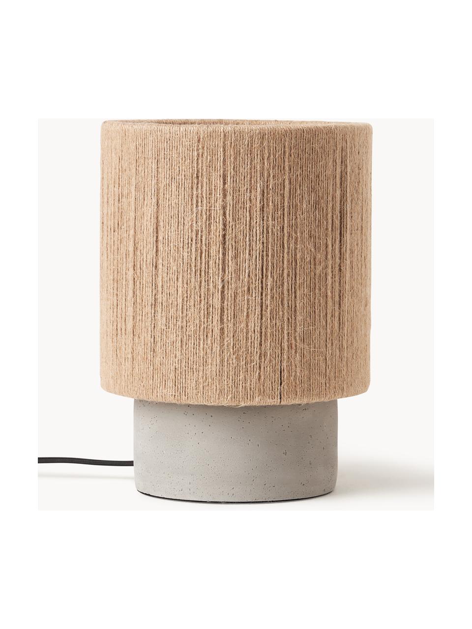 Lámpara de mesa pequeña de yute Galea, Pantalla: yute, Cable: cubierto en tela, Beige, Ø 20 x Al 28 cm