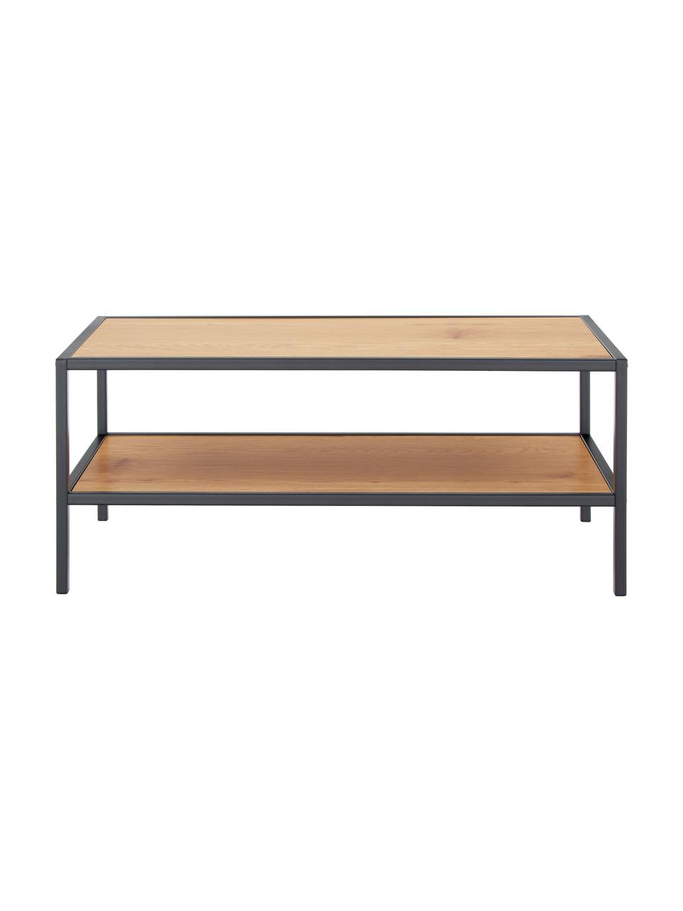 Schoenenrek Seaford van hout en metaal, Frame: gepoedercoat metaal, Wild eikenhout, 77 x 32 cm