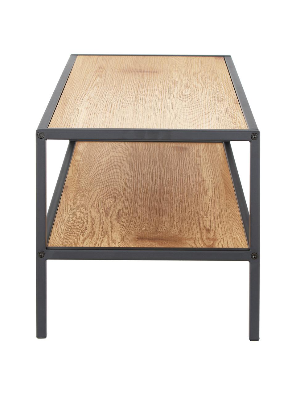 Schoenenrek Seaford van hout en metaal, Frame: gepoedercoat metaal, Wild eikenhout, 77 x 32 cm