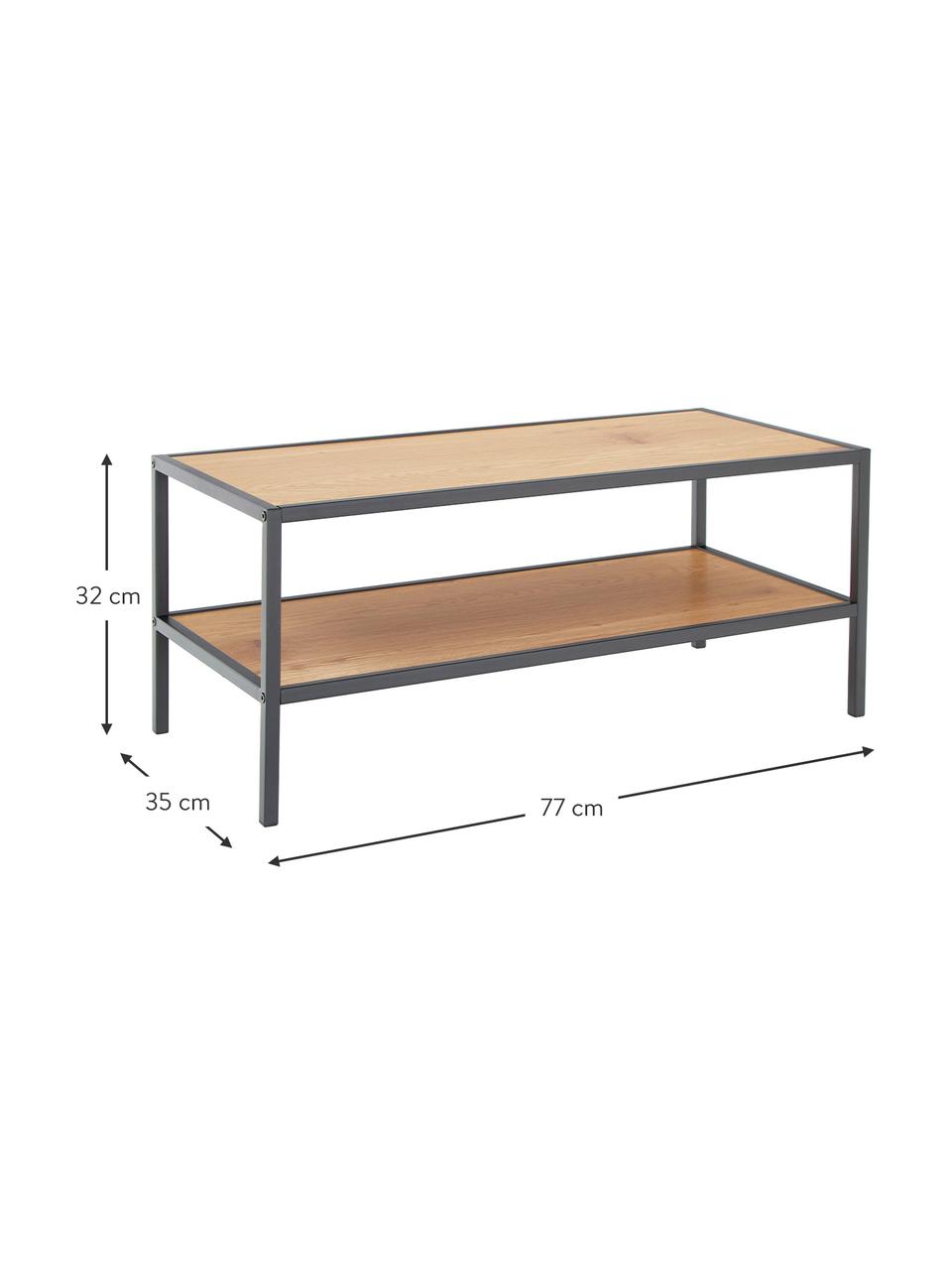 Schuhregal Seaford aus Holz und Metall, Einlegeböden: Mitteldichte Holzfaserpla, Gestell: Metall, pulverbeschichtet, Schwarz, Wildeichenholz, 77 x 32 cm