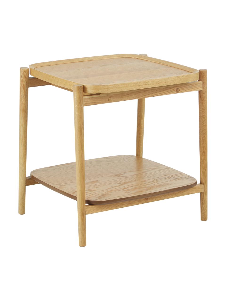 Tavolino in legno di quercia con cassetto Libby, Struttura: legno massiccio di querci, Legno di quercia, Larg. 49 x Alt. 50 cm