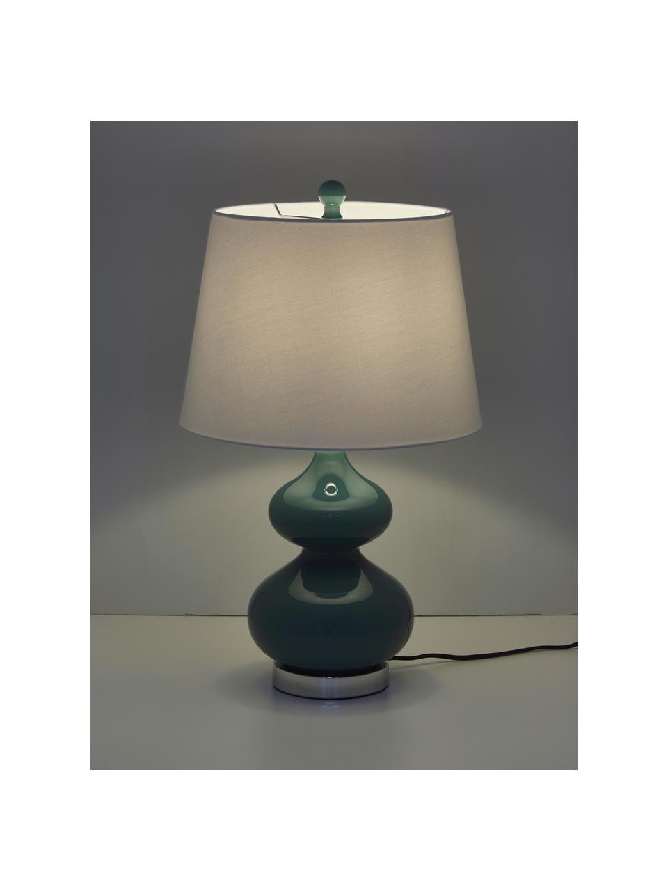 Grote tafellampen Felicitas, 2 stuks, Lampenkap: katoen, Lampvoet: gelakt glas, Voetstuk: metaal, Groen, Ø 35 x H 58 cm