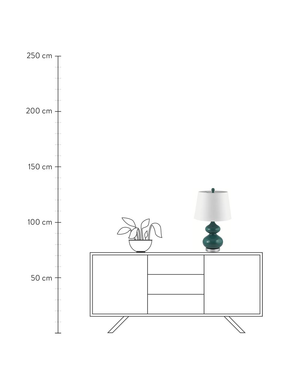 Große Tischlampen Felicitas, 2 Stück, Lampenschirm: Baumwolle, Lampenfuß: Glas, lackiert, Sockel: Metall, Grün, Ø 35 x H 58 cm