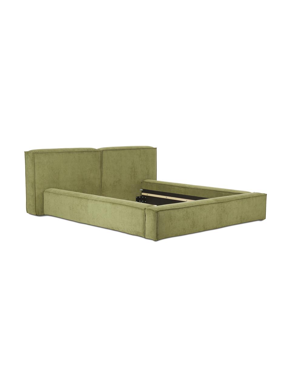 Polsterbett Lennon aus Cord, Bezug: Cord (98% Polyester, 2% P, Gestell: Massives Kiefernholz, FSC, Cord Dunkelgrün, B 140 x L 200 cm