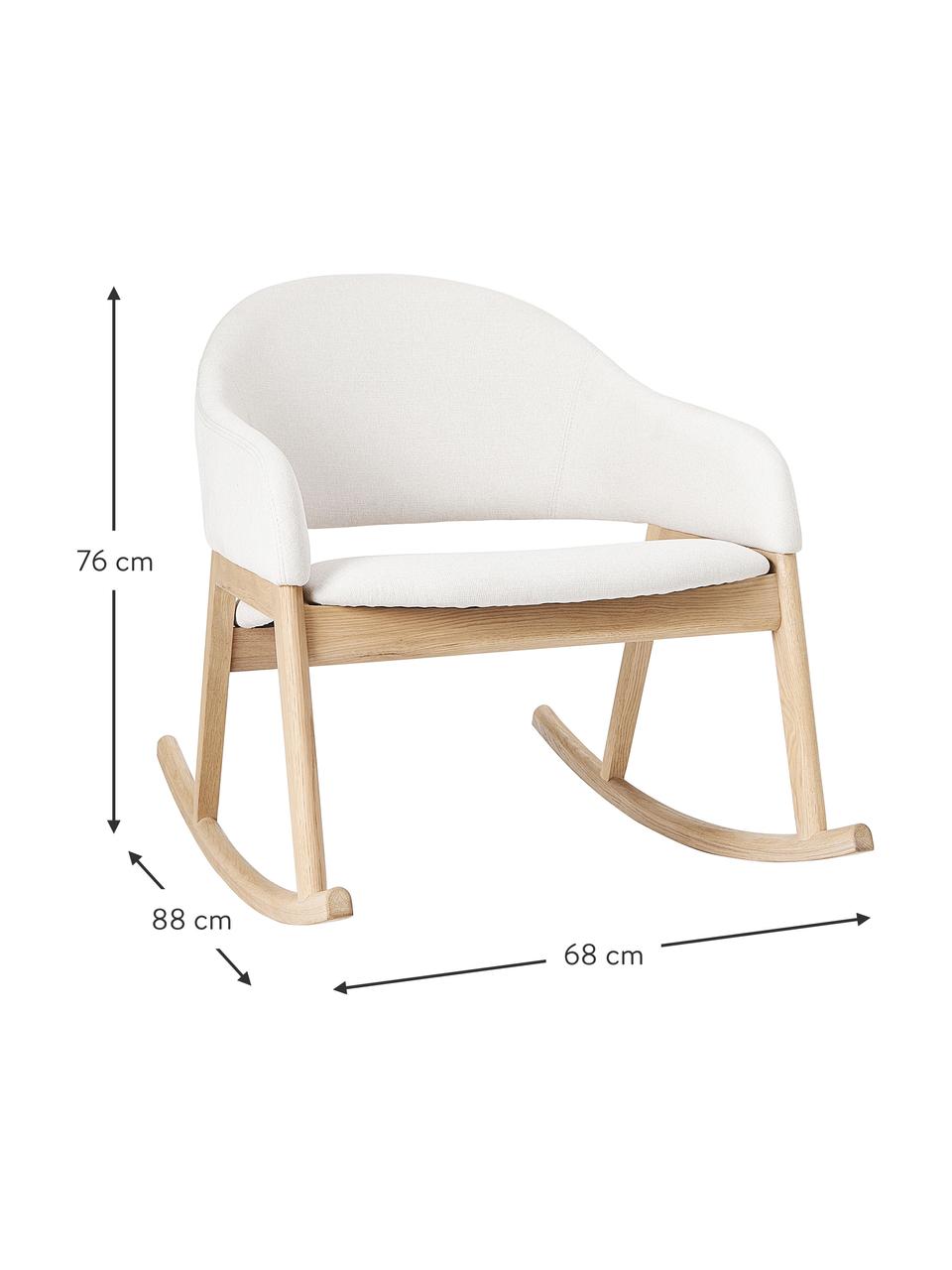 Fauteuil rembourré à bascule Isa, Blanc crème, larg. 68 x prof. 88 cm