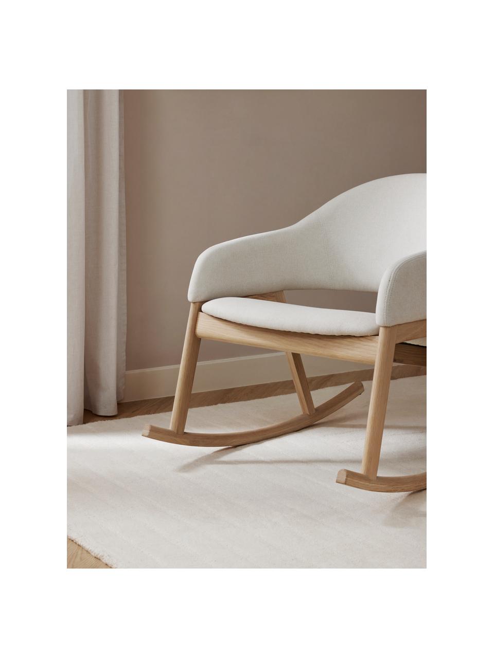 Gestoffeerde schommelstoel Isa, Bekleding: 100 % polyester Met 40.00, Frame: massief eikenhout, geolie, Geweven stof crèmewit, B 68 x D 88 cm