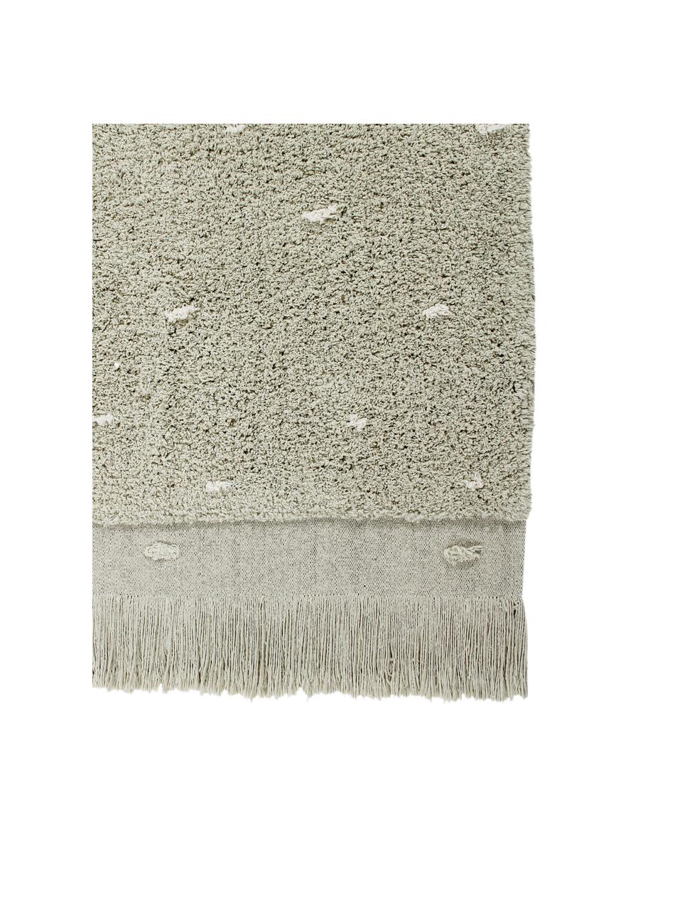 Handgeweven kindervloerkleed Woods, Onderzijde: 100% katoen, Saliegroen, B 140 x L 200 cm (maat S)