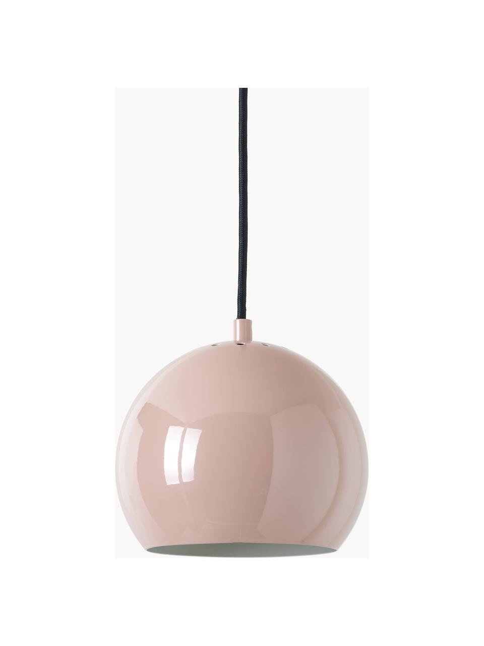 Kleine bolvormige hanglamp Ball, Lampenkap: gecoat metaal, Lichtroze, Ø 18 x H 16 cm