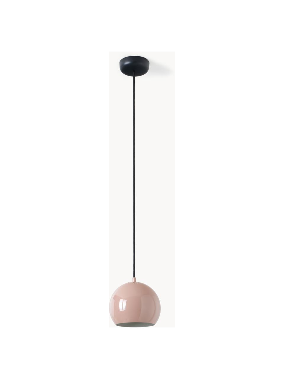 Kleine bolvormige hanglamp Ball, Lampenkap: gecoat metaal, Lichtroze, Ø 18 x H 16 cm