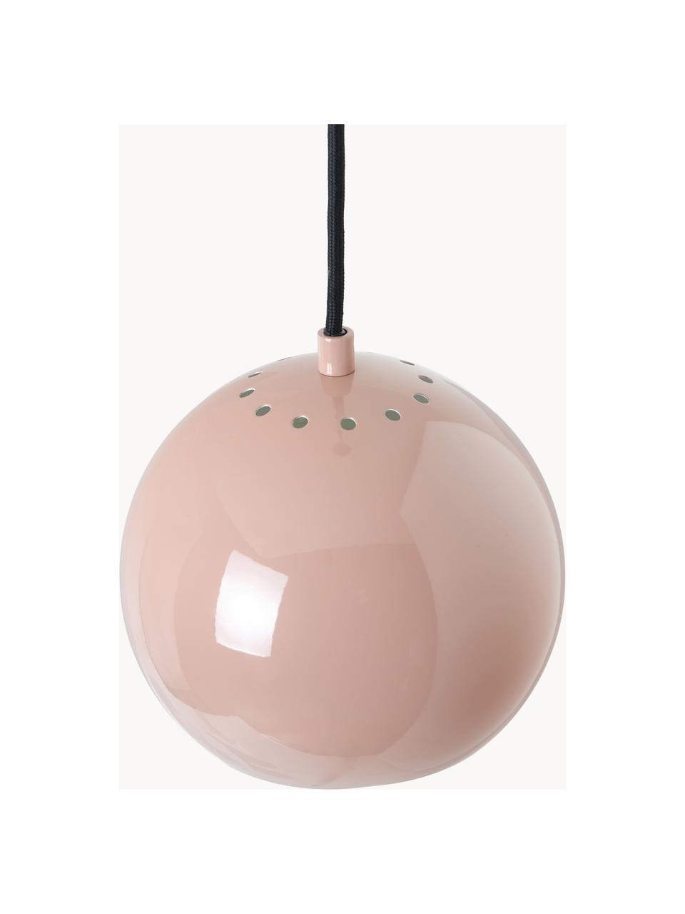 Kleine bolvormige hanglamp Ball, Lampenkap: gecoat metaal, Lichtroze, Ø 18 x H 16 cm