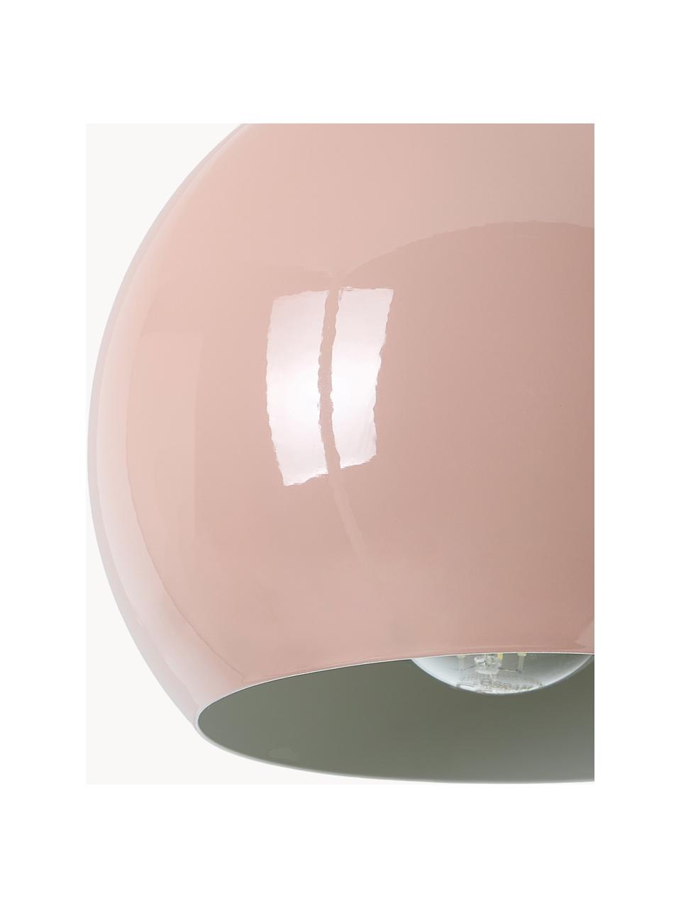 Kleine bolvormige hanglamp Ball, Lampenkap: gecoat metaal, Lichtroze, Ø 18 x H 16 cm