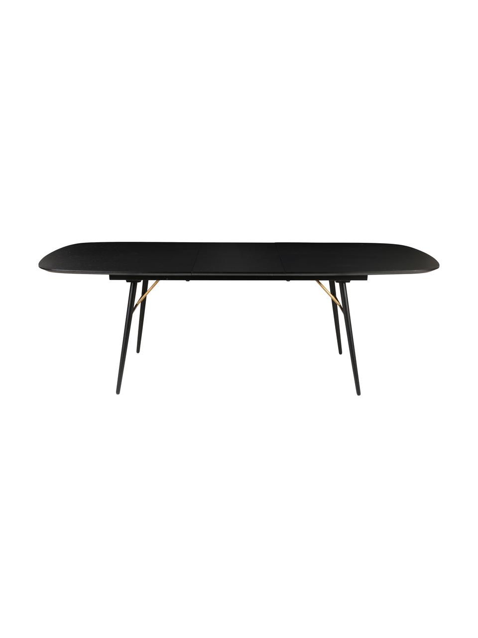 Mesa de comedor extensible Verona, Tablero: tablero de fibras de dens, Negro, latón, An 180-230 x F 105 cm