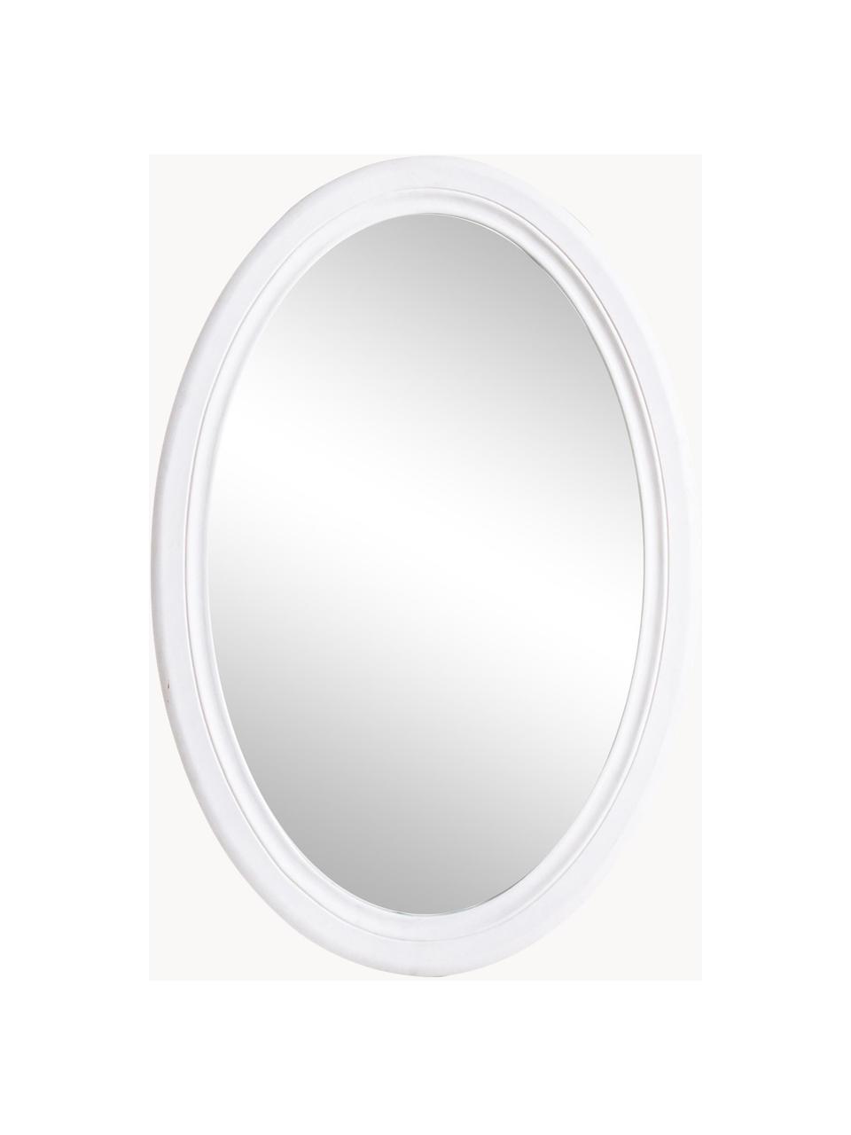 Oválné nástěnné zrcadlo s dřevěným rámem Daisy, Bílá, Š 48 cm, V 70 cm