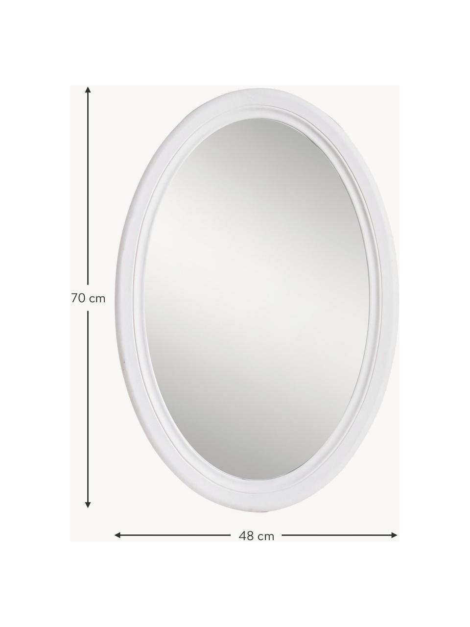 Espejo de pared ovalado de madera Daisy, Espejo: cristal, Blanco, An 48 x Al 70 cm