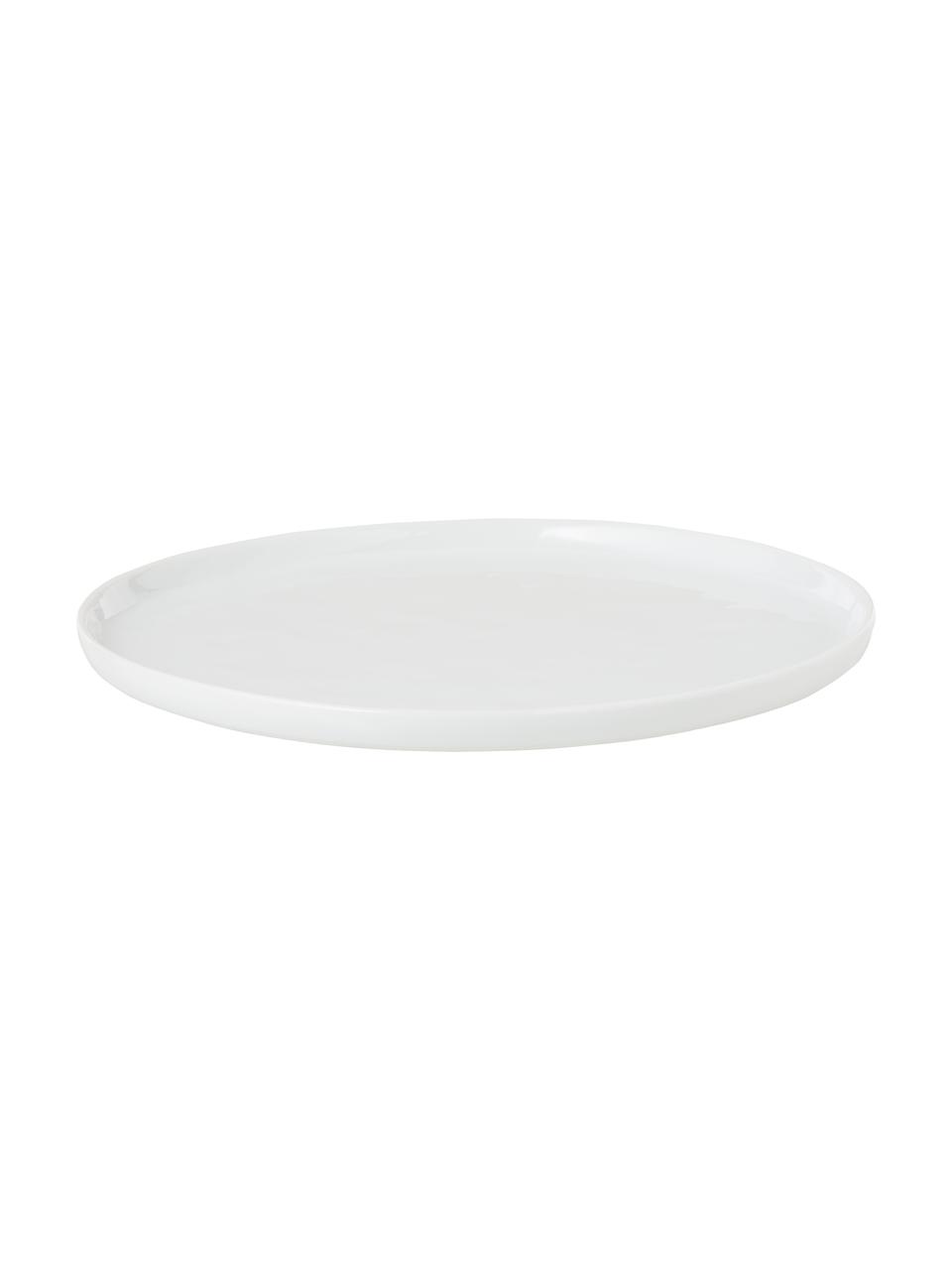 Talerz śniadaniowy Porcelino, 4 szt., Porcelana o celowo nierównym kształcie, Biały, Ø 22 cm