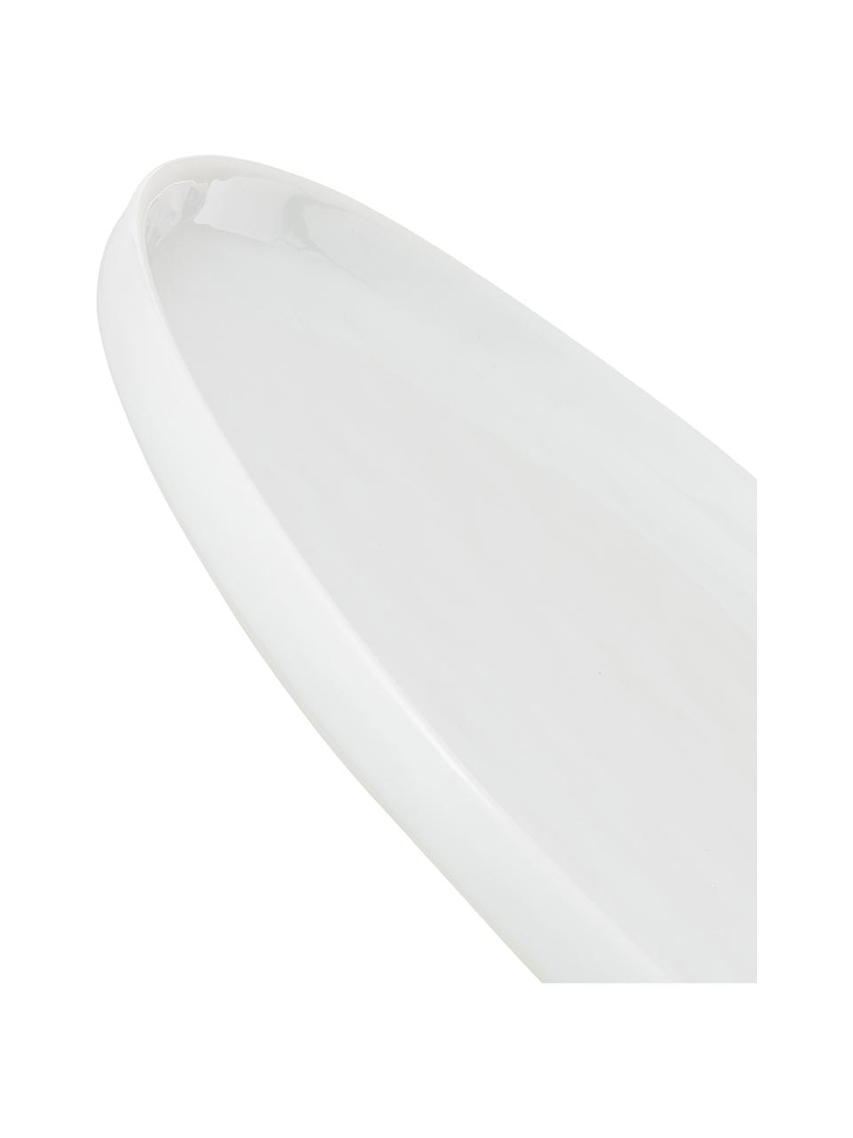 Platos postre con superficie irregular Porcelino, 4 uds., Porcelana con forma intencionalmente desigual, Blanco, Ø 22 cm