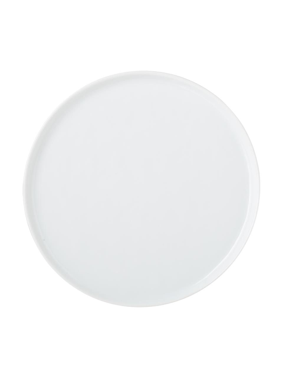 Snídaňové talíře s nerovným povrchem Porcelino, 4 ks, Porcelán v nerovnoměrném tvaru, Bílá, Ø 22 cm