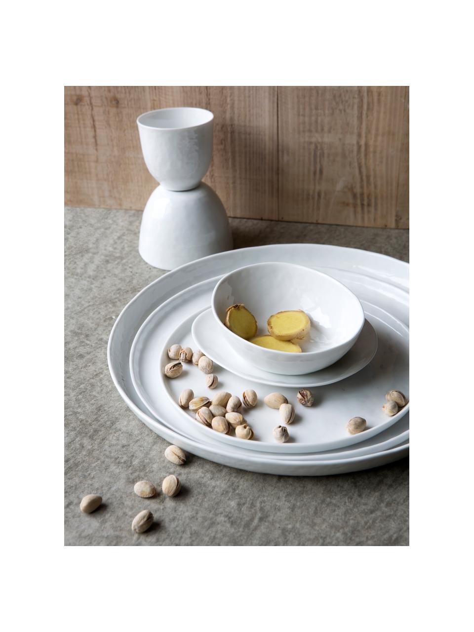 Assiette à dessert à surface inégale Porcelino, 4 pièces, Porcelaine de forme intentionnellement inégale, Blanc, Ø 22 cm