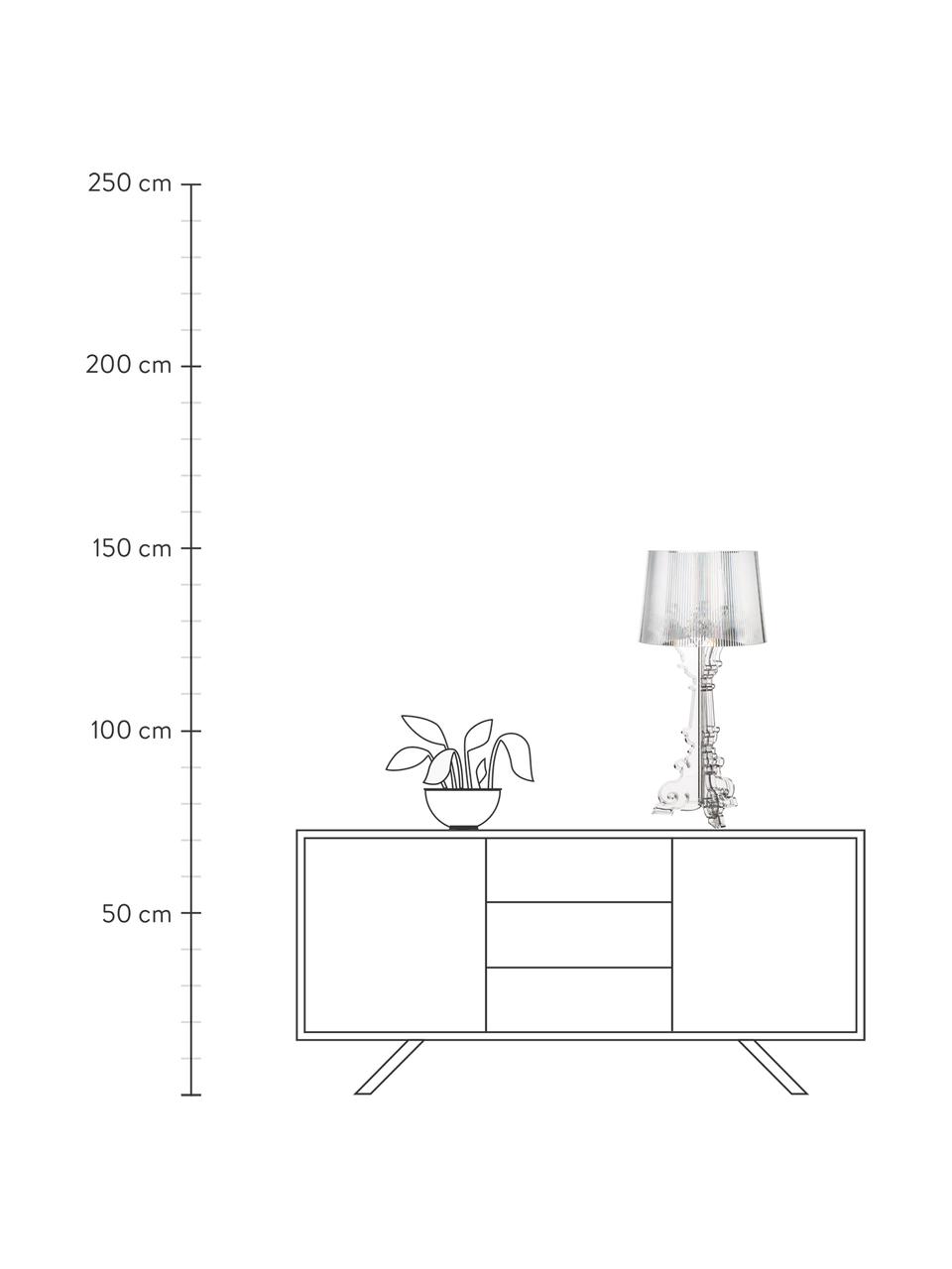 Grote transparante design tafellamp Bourgie, Lampenkap: polycarbonaat Lampvoet, Transparant, Ø 37 x H 78 cm