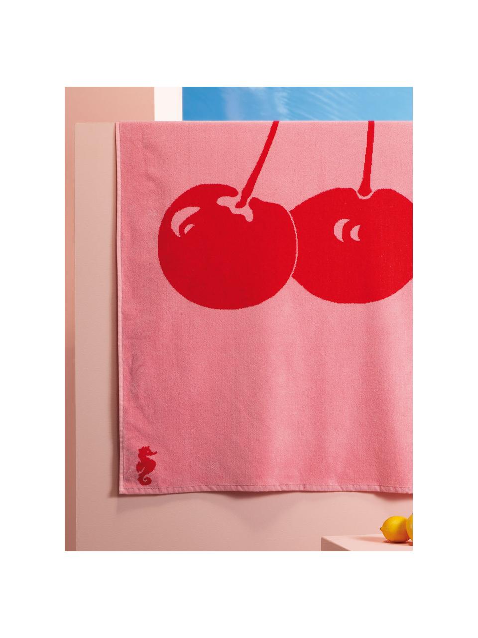 Telo mare Cherry, Velour (cotone)
Qualità del tessuto di peso medio, 420 g/m², Rosa, rosso, P 100 x L 180 cm