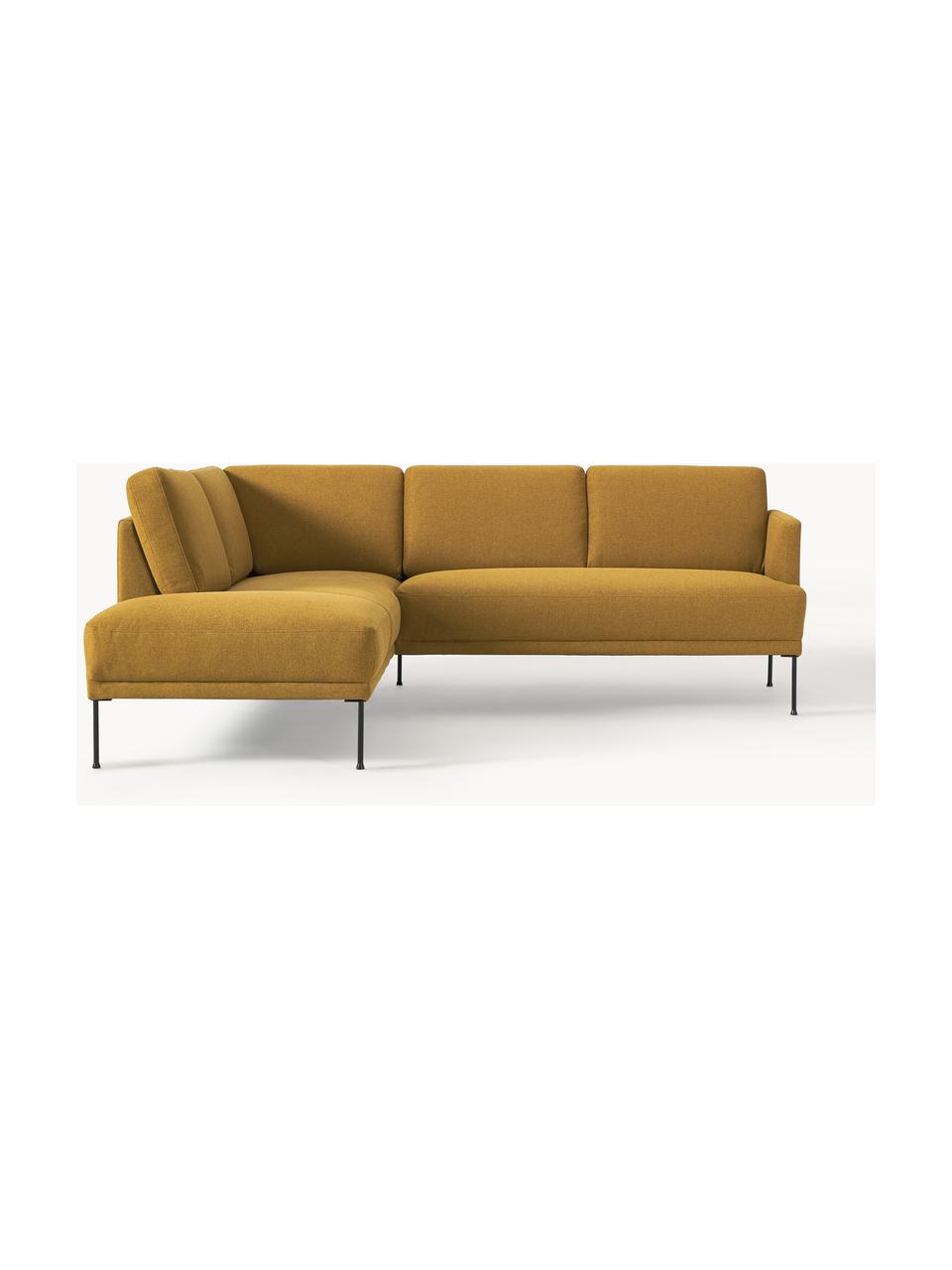 Ecksofa Fluente, Bezug: 100 % Polyester Der strap, Gestell: Massives Kiefernholz, Webstoff Ocker, B 221 x T 200 cm, Eckteil links