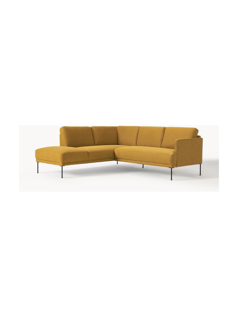 Ecksofa Fluente, Bezug: 100 % Polyester Der strap, Gestell: Massives Kiefernholz, Webstoff Ocker, B 221 x T 200 cm, Eckteil links