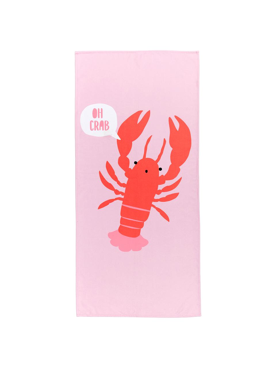 Serviette de plage légère à motif homard Sebastian, 55 % polyester, 45 % coton très léger grammage, 340 g/m², Rose, rouge, larg. 70 x long. 150 cm