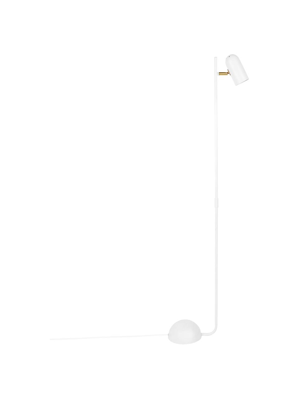 Kleine retro leeslamp Swan, Lampenkap: gecoat metaal, Lampvoet: gecoat metaal, Decoratie: metaal, Wit, messingkleurig, 33 x 126 cm