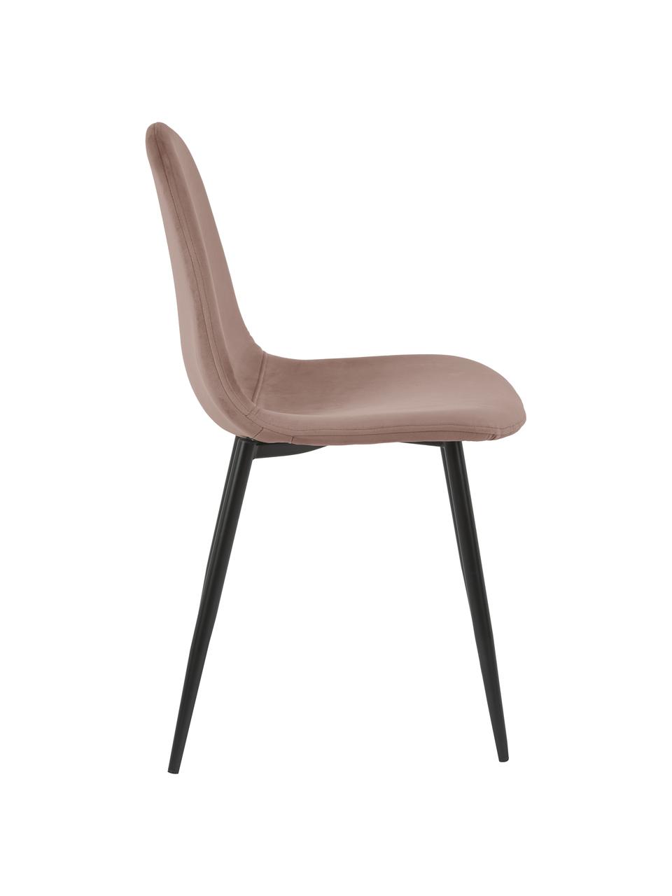 Silla de terciopelo Karla, 2 uds., Tapizado: terciopelo (100% poliéste, Patas: metal con pintura en polv, Rosa, An 44 x F 53 cm