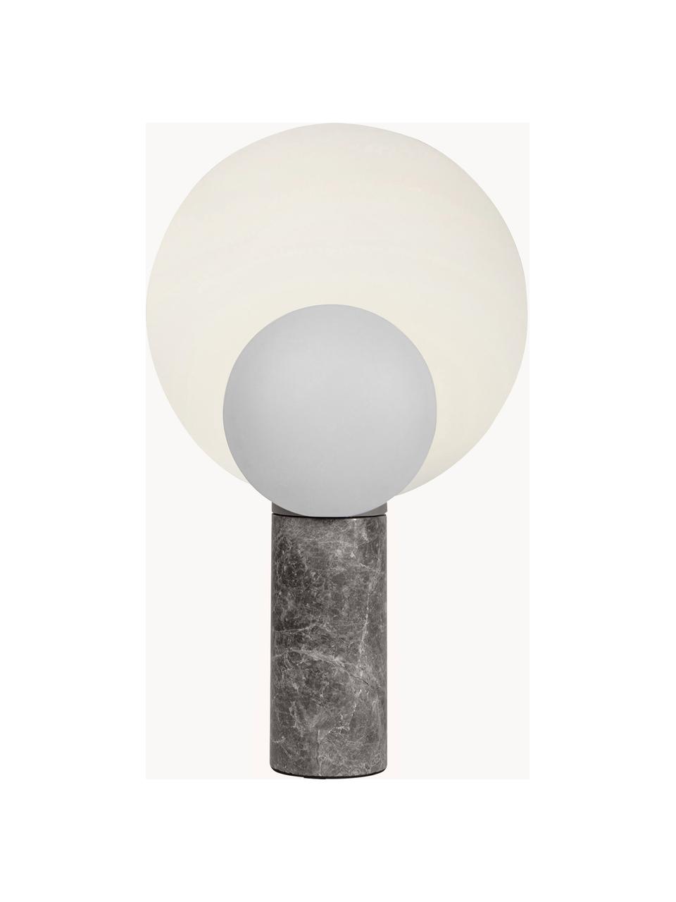 Tischlampe Cache mit Marmorfuss, Lampenschirm: Metall, beschichtet, Hellgrau, marmoriert, Ø 30 x H 49 cm