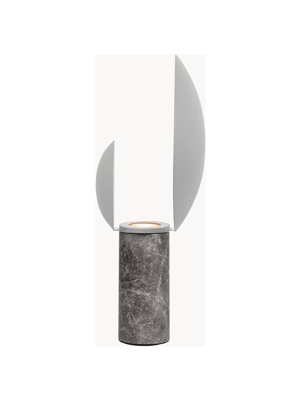 Lampe à poser avec pied en marbre Cache, Gris clair, marbré, Ø 30 x haut. 49 cm