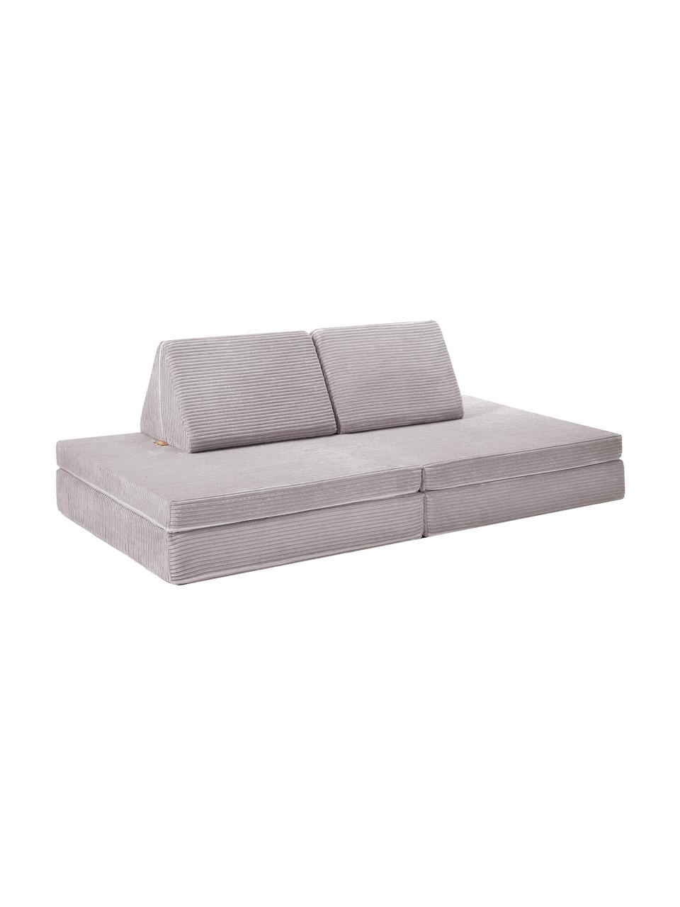 Sofá infantil moduar de juegos artesanal de pana Mila, Tapizado: pana (100 % poliéster), Pana gris claro, An 168 x F 84 cm