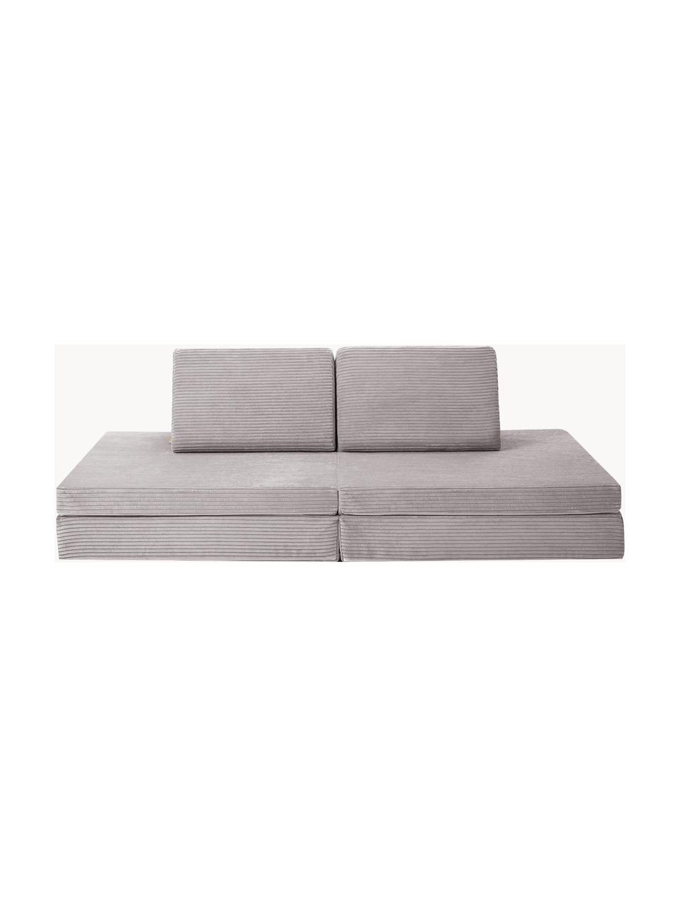 Ręcznie wykonana dziecięca sofa modułowa ze sztruksu Mila, Tapicerka: sztruks (100% poliester), Jasnoszary sztruks, S 168 x G 84 cm