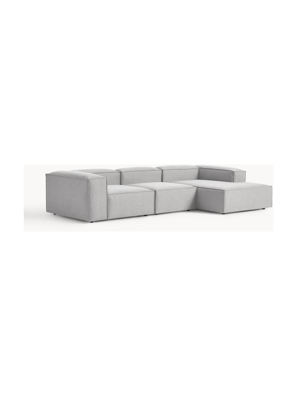 Narożna sofa modułowa Lennon, Tapicerka: 100% poliester Dzięki tka, Stelaż: lite drewno sosnowe, skle, Nogi: tworzywo sztuczne Ten pro, Szara tkanina, S 327 x G 180 cm, lewostronna