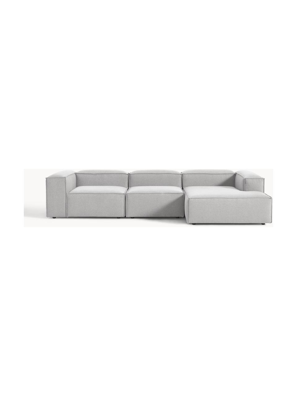 Narożna sofa modułowa Lennon, Tapicerka: 100% poliester Dzięki tka, Stelaż: lite drewno sosnowe, skle, Nogi: tworzywo sztuczne Ten pro, Szara tkanina, S 327 x G 180 cm, lewostronna