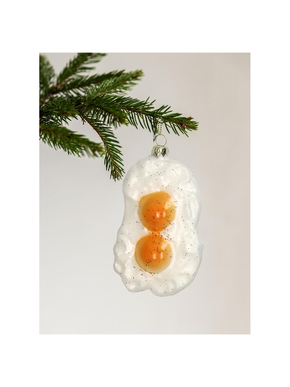 Décoration de sapin de Noël Eggs Sunny Side, Verre, Blanc, orange, larg. 7 x haut. 12 cm