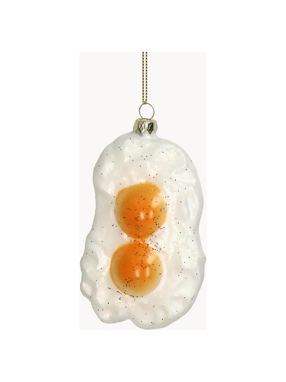 Baumanhänger Eggs Sunny Side, Glas, Weiß, Orange, B 7 x H 12 cm