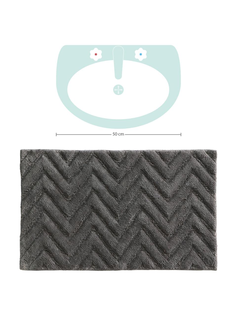 Puszysty dywanik łazienkowy Arild, 100% bawełna, Ciemny szary, S 50 x D 80 cm