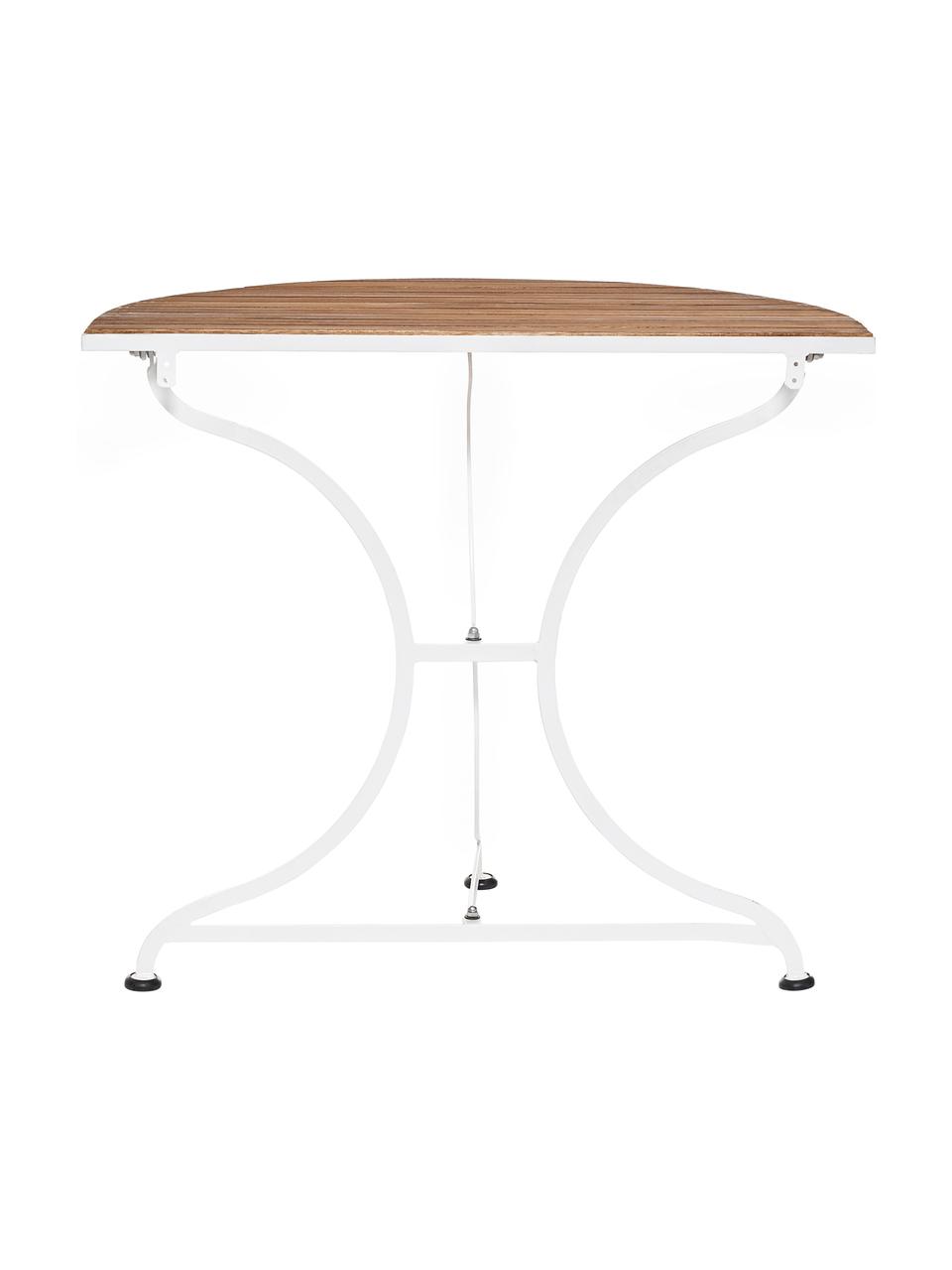 Půlkruhový balkonový stůl s dřevěnou deskou Parklife, Bílá, akátové dřevo