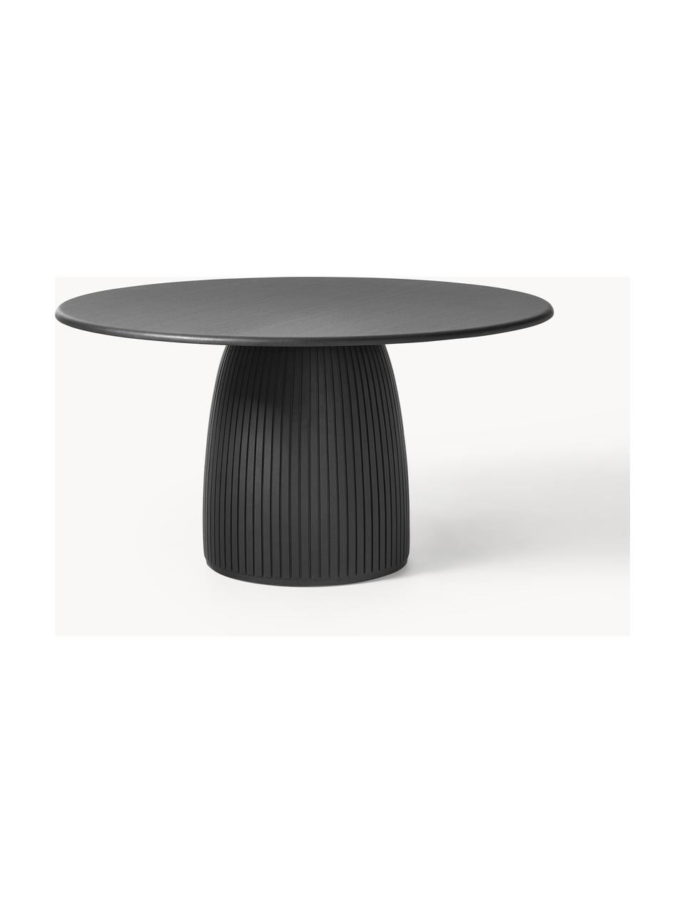 Okrúhly jedálenský stôl s drážkovanou štruktúrou Nelly, rôzne veľkosti, MDF-doska strednej hustoty s jaseňovou dyhou, s FSC certifikátom, Čierna, Ø 115 cm