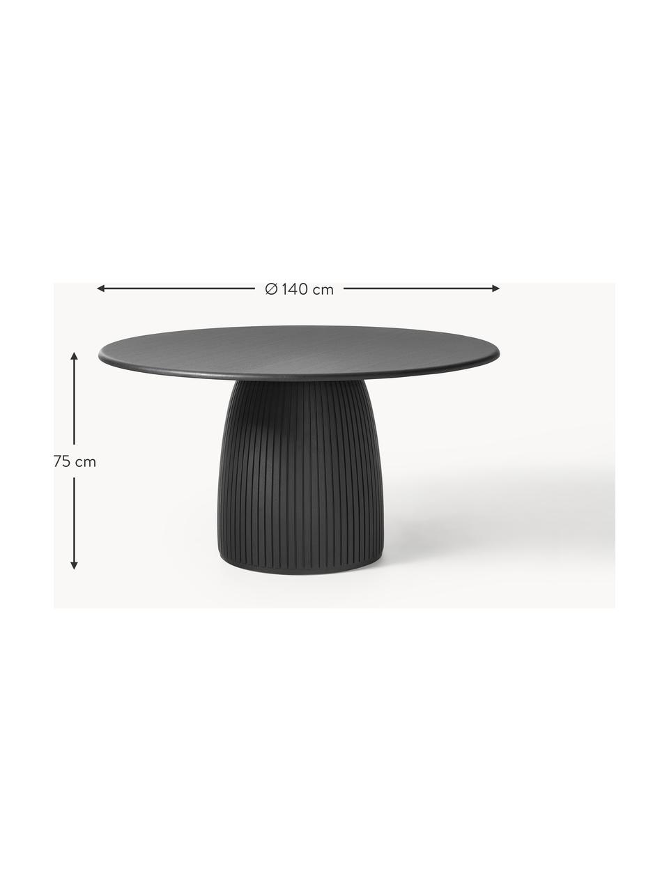Table ronde avec pied strié Nelly, tailles variées, Placage en frêne, avec MDF, certifié FSC, Noir, Ø 115 cm