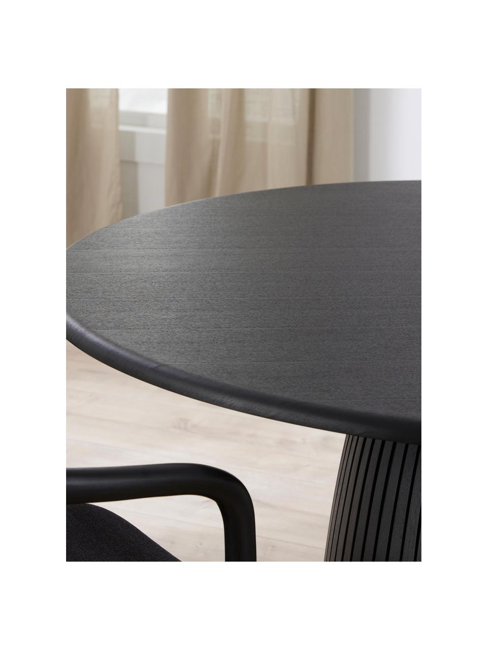 Table ronde Nelly, plusieurs tailles, Placage en frêne, avec MDF (panneau en fibres de bois à densité moyenne), certifié FSC, Noir, Ø 115 x haut. 75 cm