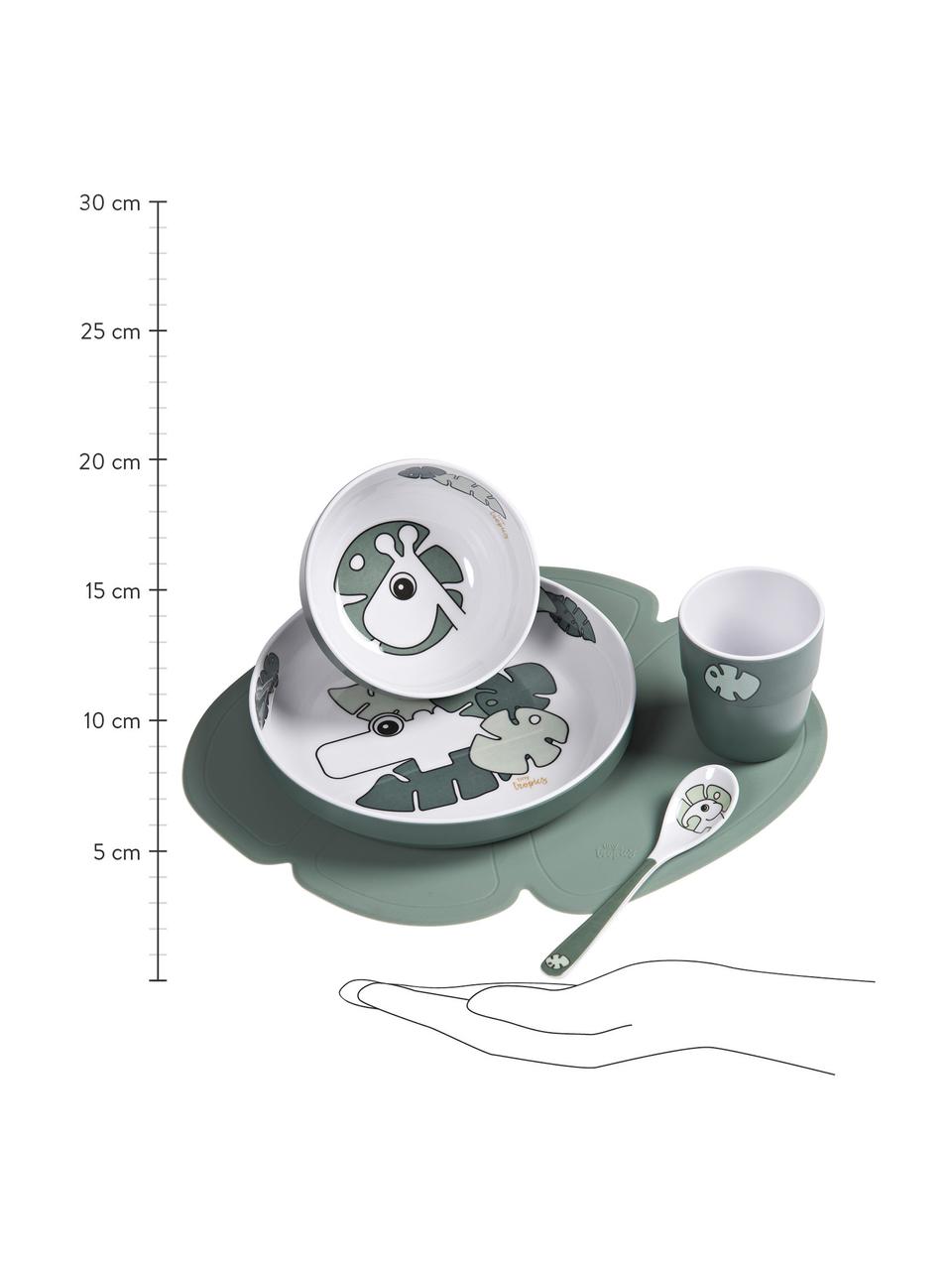 Set stovaglie Tiny Tropics 5 pz, Verde, Set in varie misure